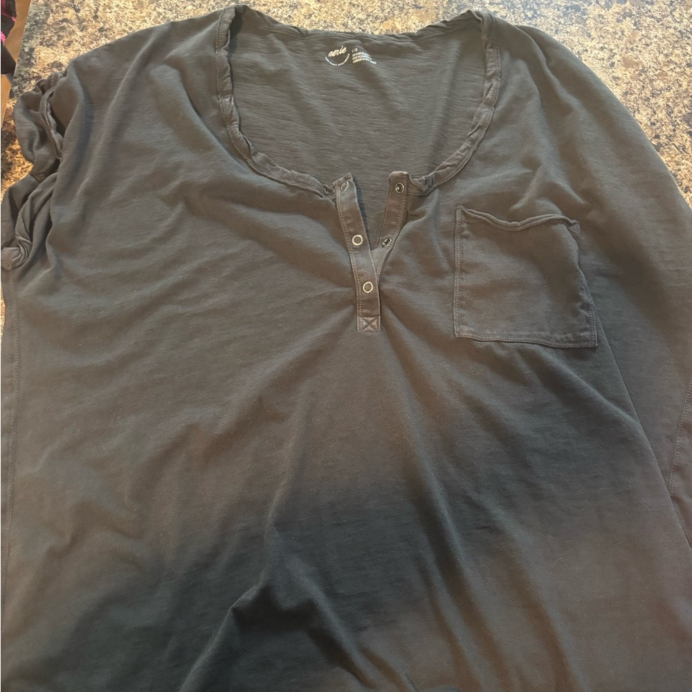 Aerie Black Casual Button Down Shirt